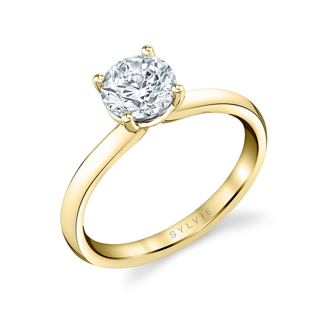 (14K Yellow) Round Cut Solitaire Engagement Ring - Hestia