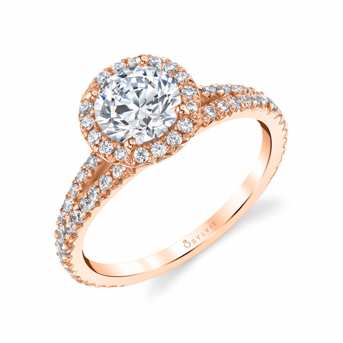 (18K Rose) Split Shank Engagement Ring