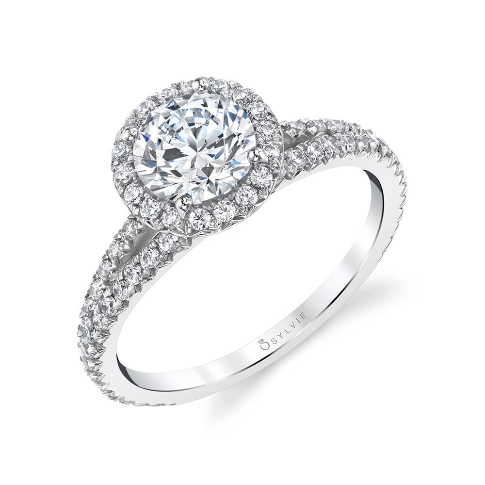 (18K White) Split Shank Engagement Ring