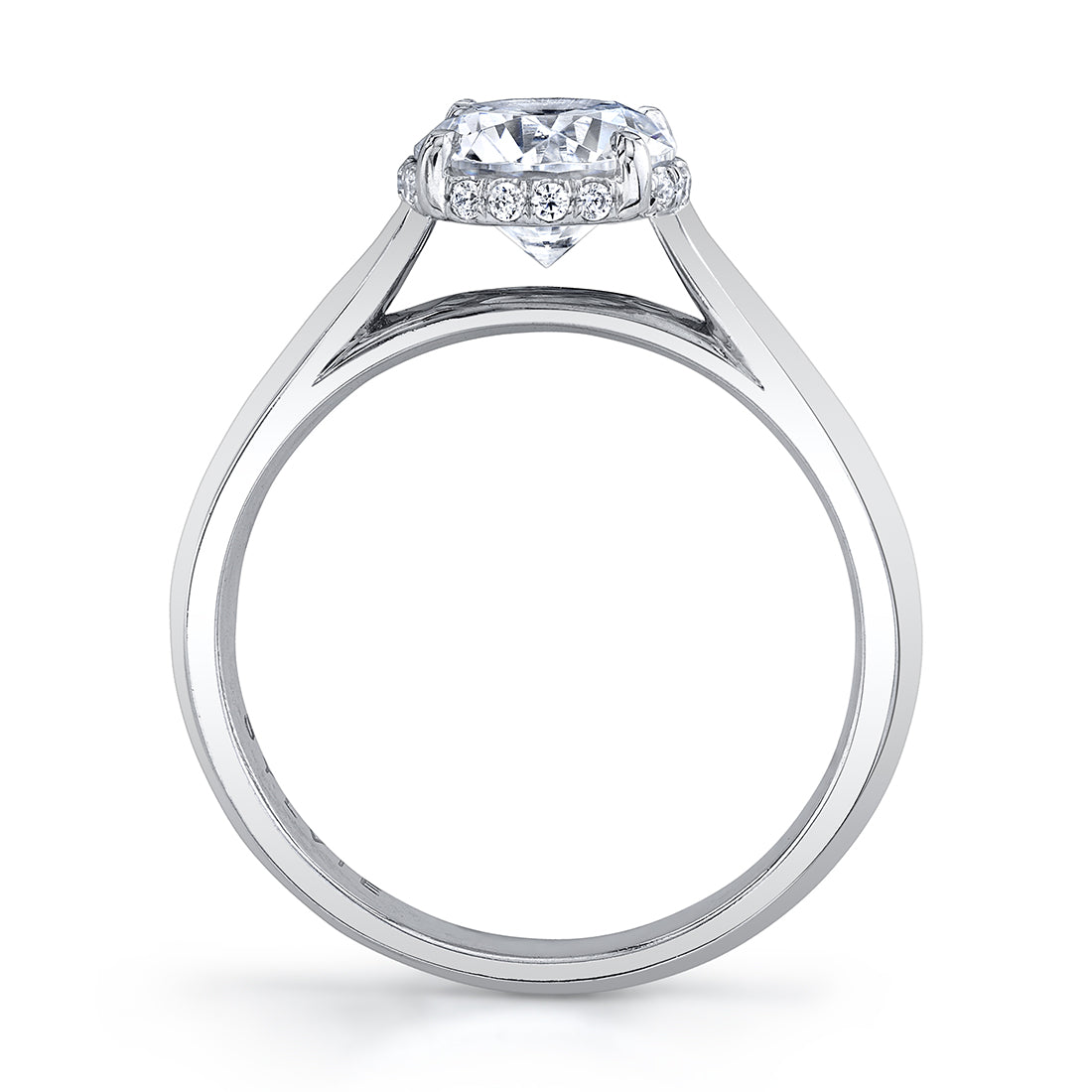 (Platinum White) Unique Hidden Halo Engagement Ring - Fae