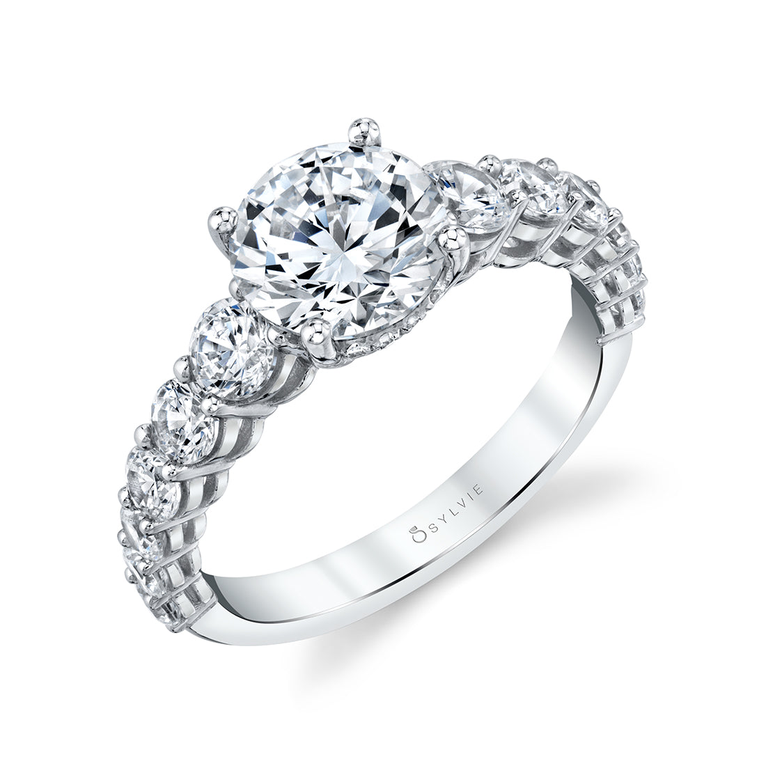 (Platinum White) Classic Round Engagement Ring - Ingrid