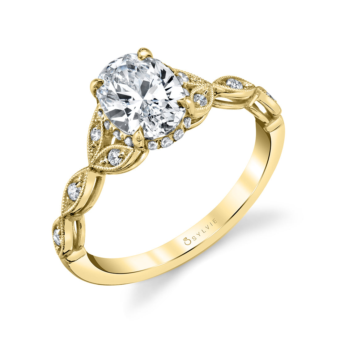 (18K Yellow) Oval Engagement Ring