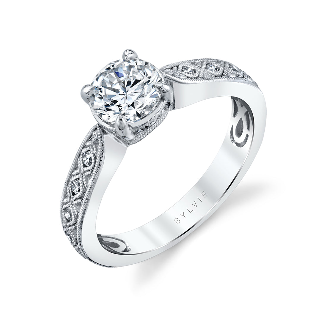 (14K White) Vintage Engagement Ring - Vondelle