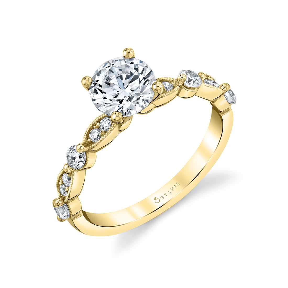 (14K Yellow) Stackable Engagement Ring - Florence