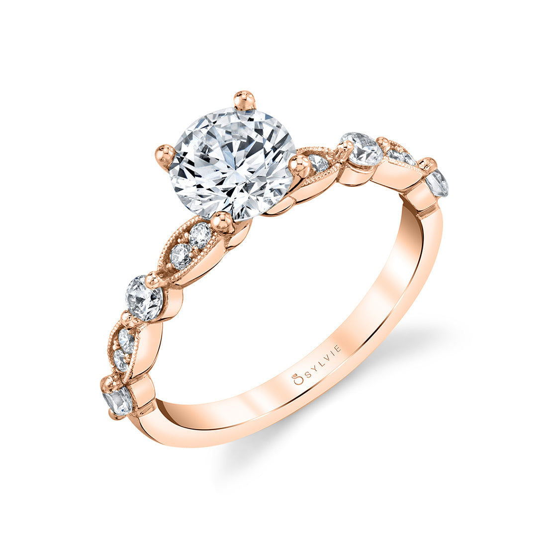 (18K Rose) Stackable Engagement Ring - Florence