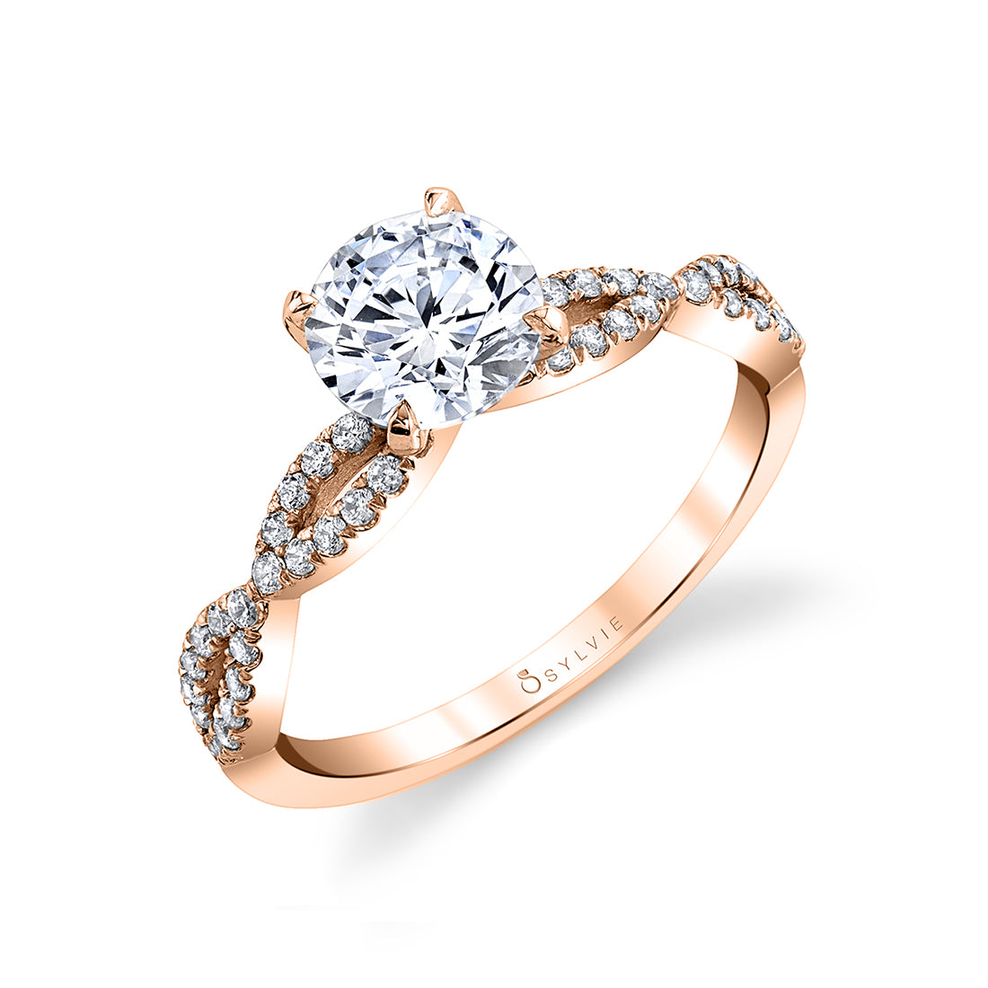 (18K Rose) Spiral Engagement Ring - Maribel