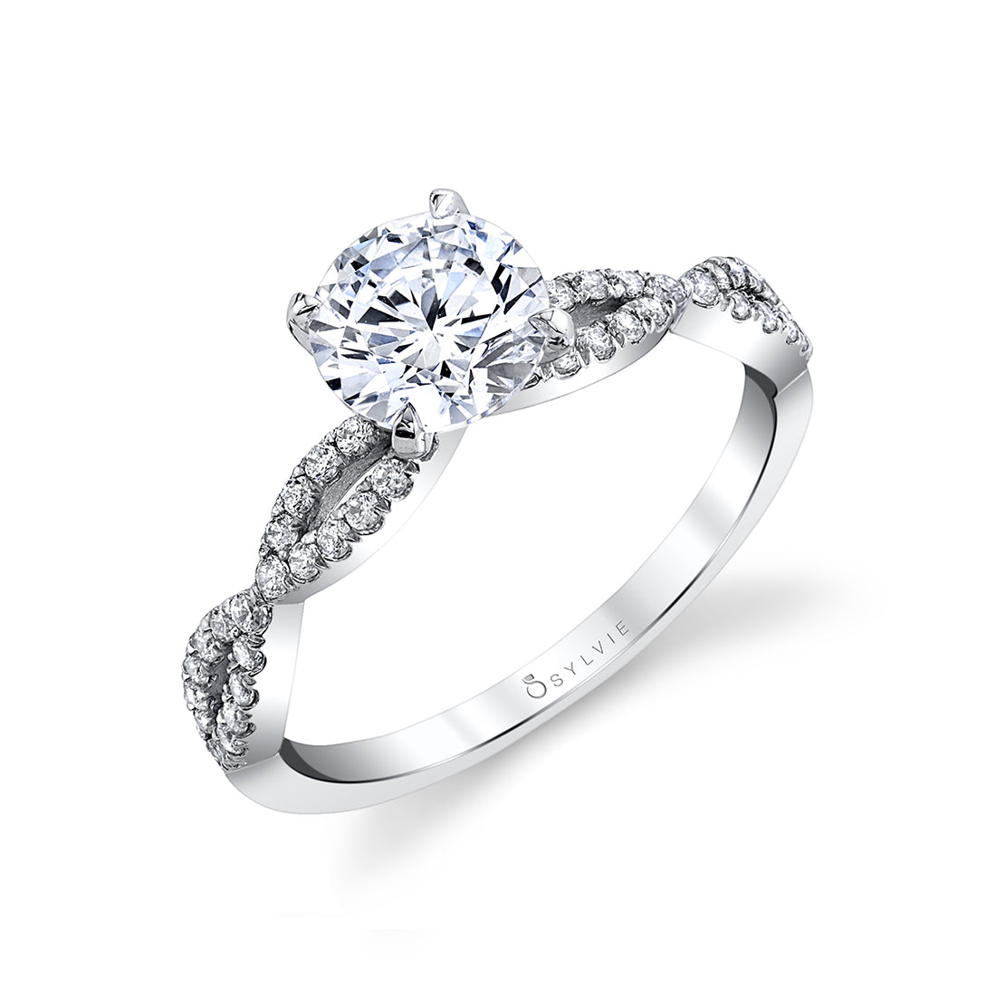 (18K White) Spiral Engagement Ring - Maribel