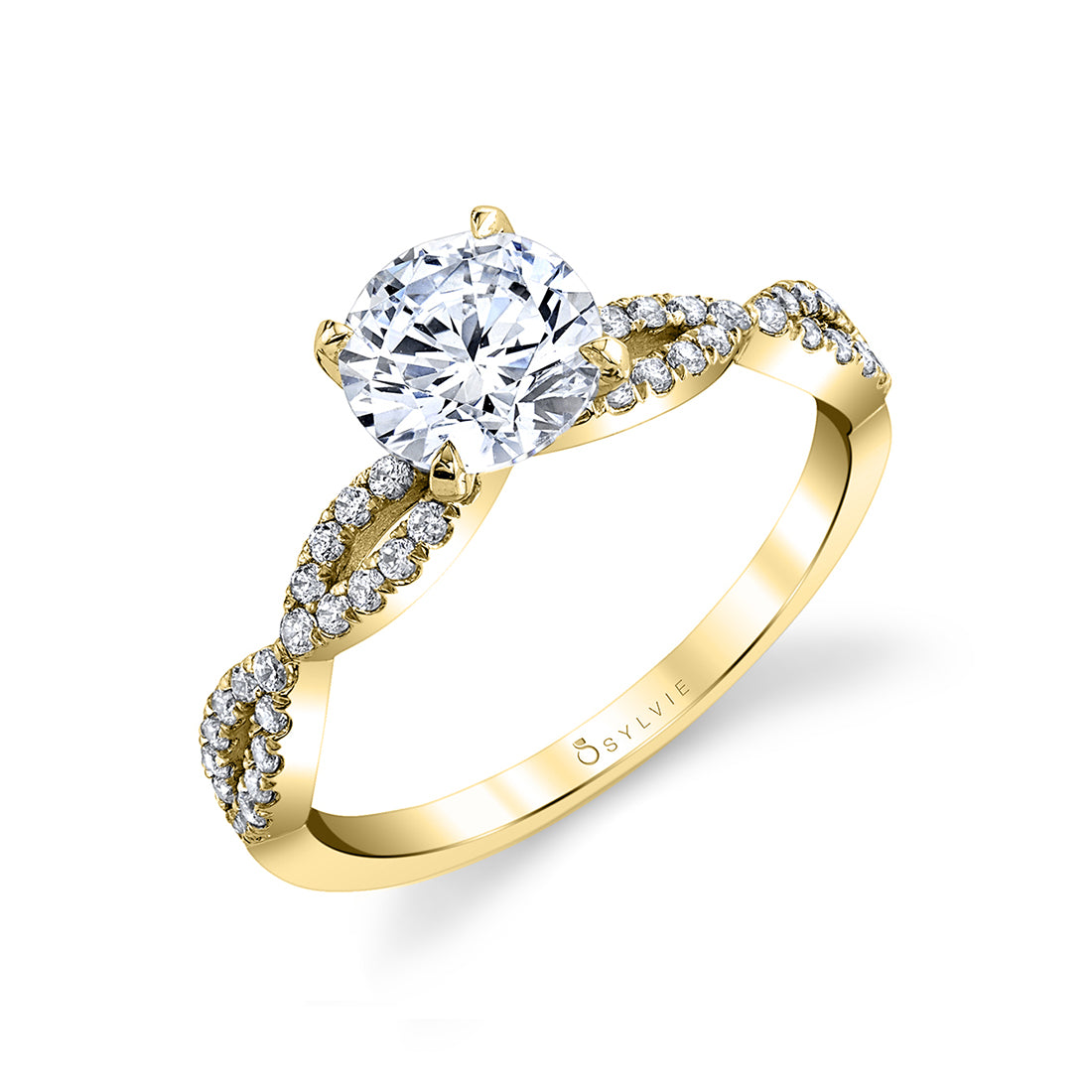 (18K Yellow) Spiral Engagement Ring - Maribel