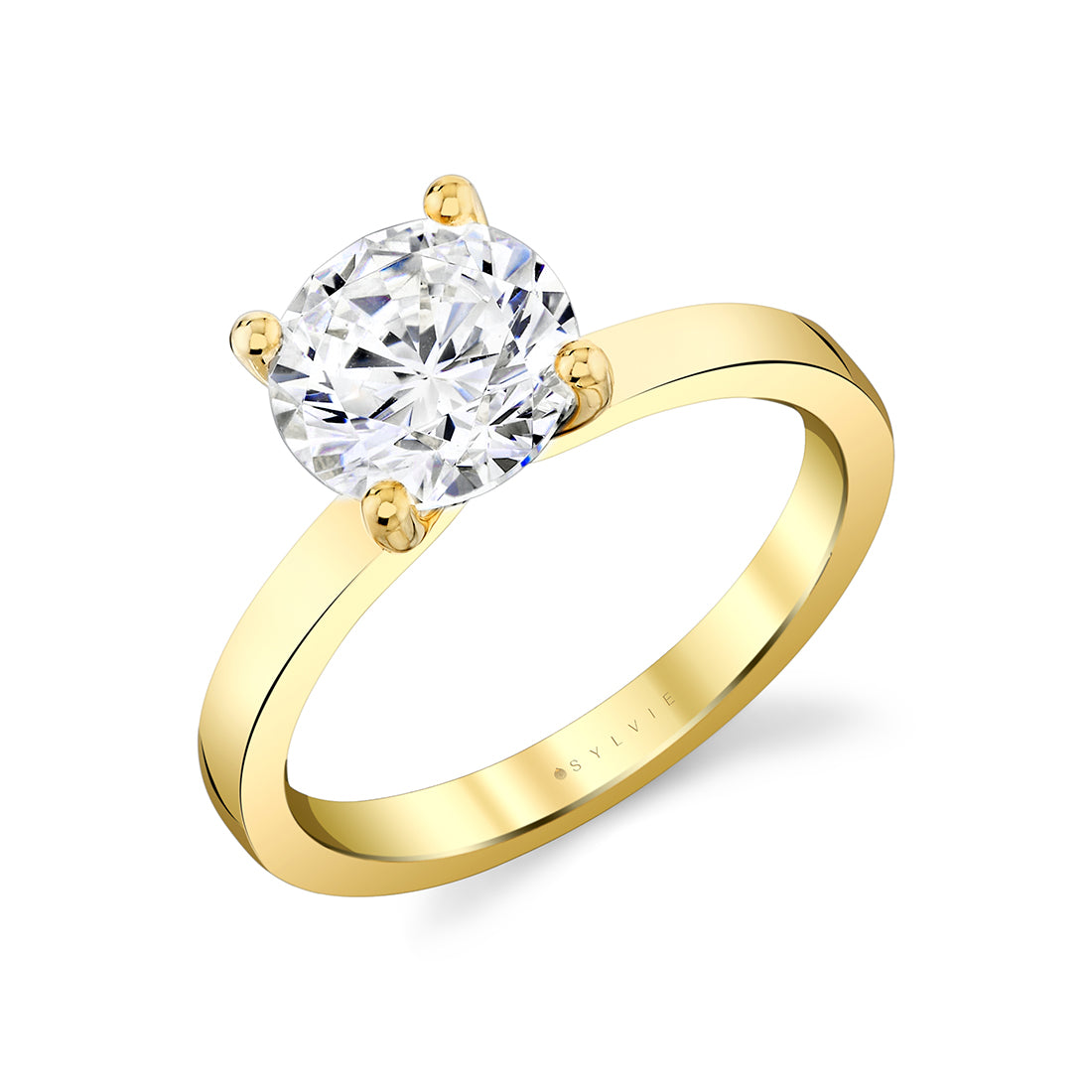 (Gallery) Round Cut Flat Edge Solitaire Engagement Ring - Harlow
