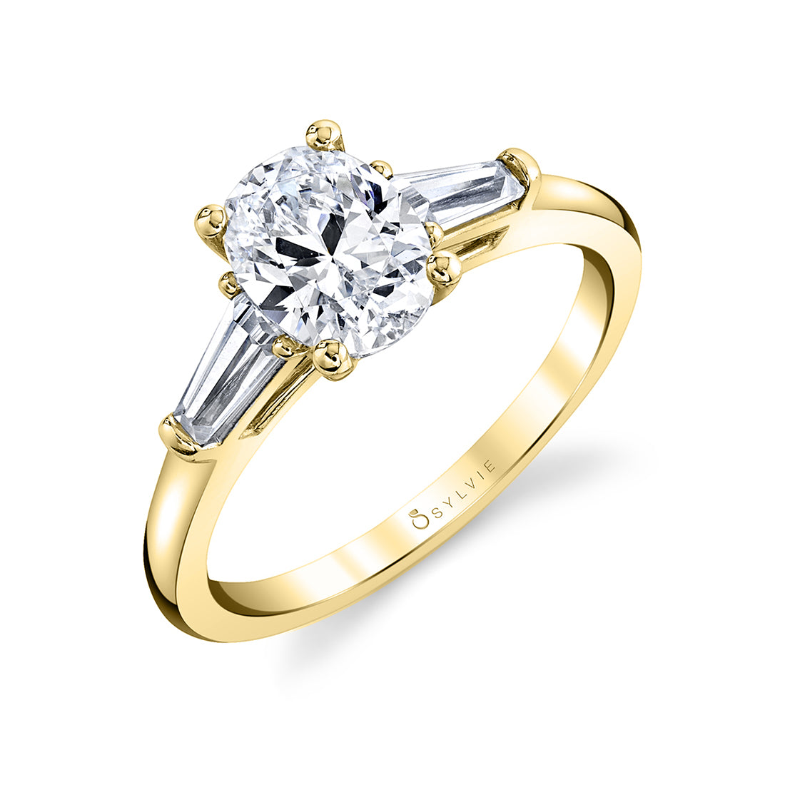 (18K Yellow) Oval Cut 1.5 CT Three Stone Engagement Ring - Nicolette