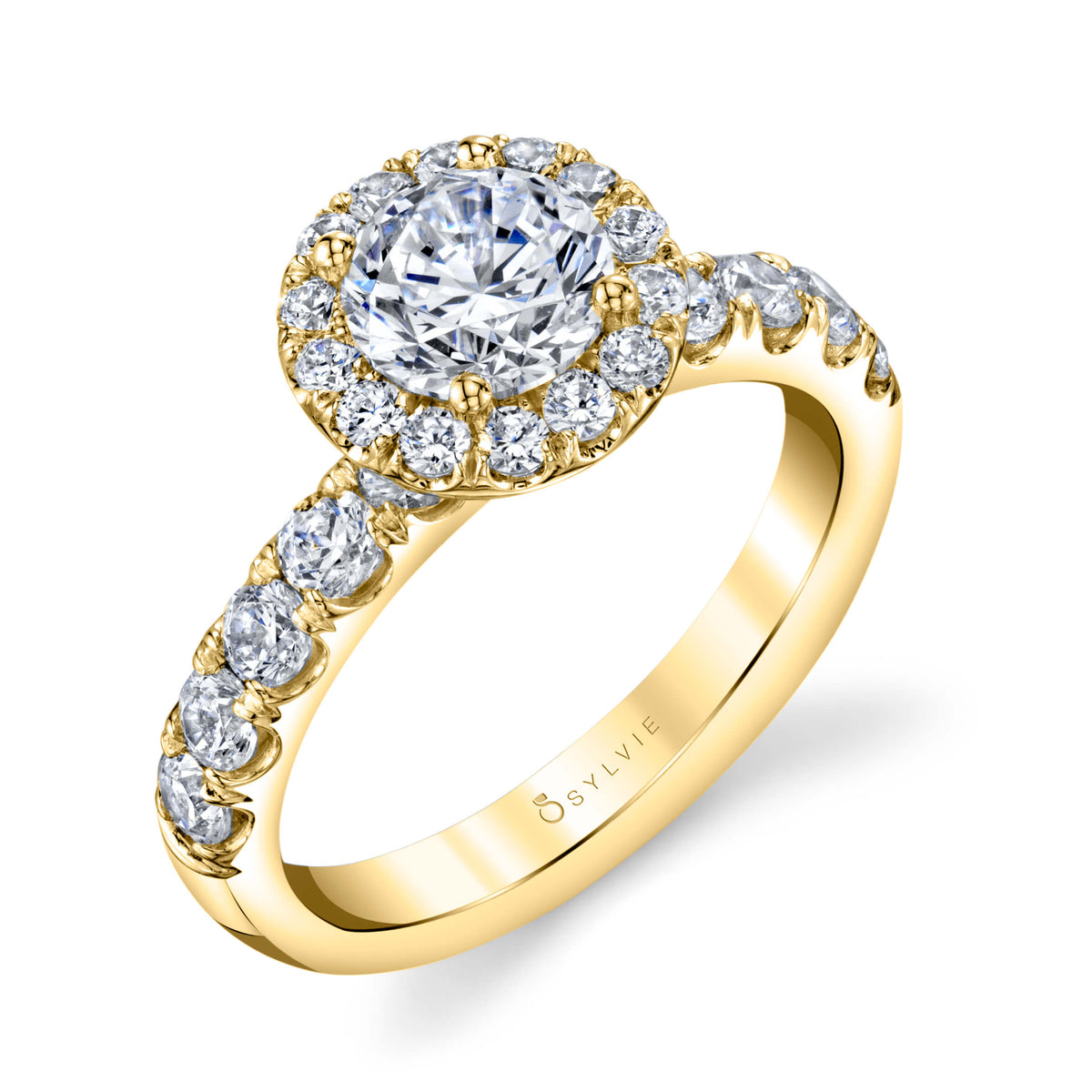 (14K Yellow) Halo Engagement Ring