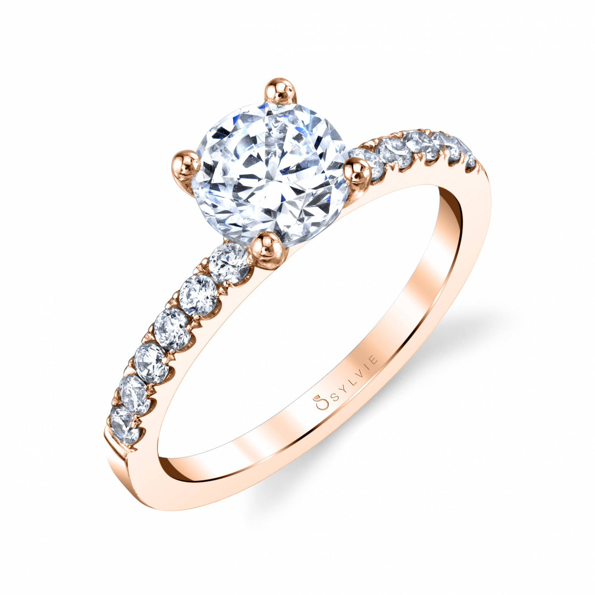 (18K Rose) Anne - Classic Solitaire Engagement Ring