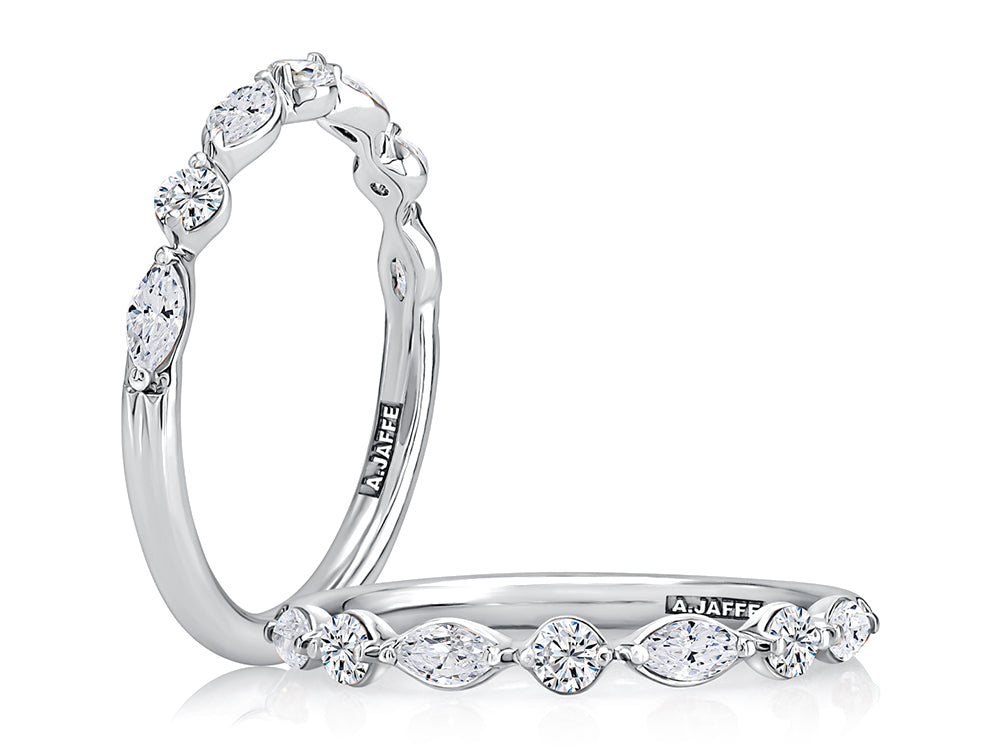 Alternating Round and Marquise Diamond Wedding Band [WRC1373H/43]