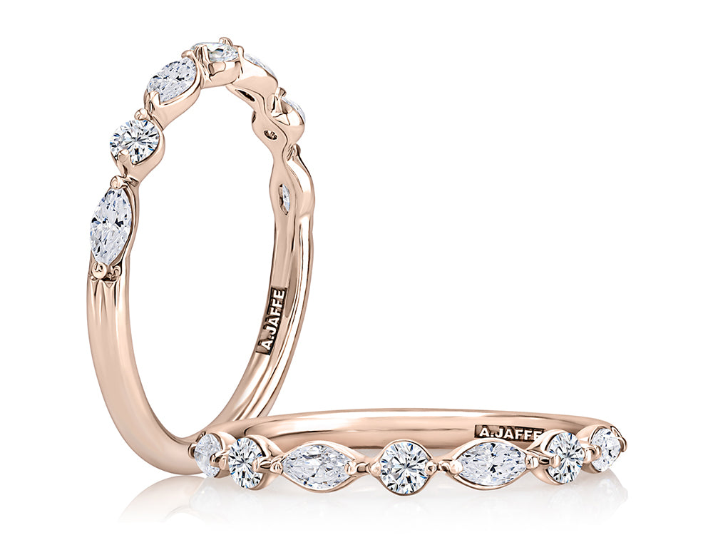 Alternating Round and Marquise Diamond Wedding Band [WRC1373H/43]