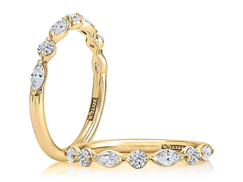 Alternating Round and Marquise Diamond Wedding Band [WRC1373H/43]